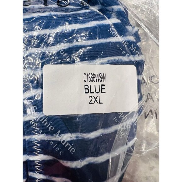 Hayden Los Angeles Bathing Suit Vertical Blue White Stripes Deep V Plus Size 2XL - Picture 10 of 10